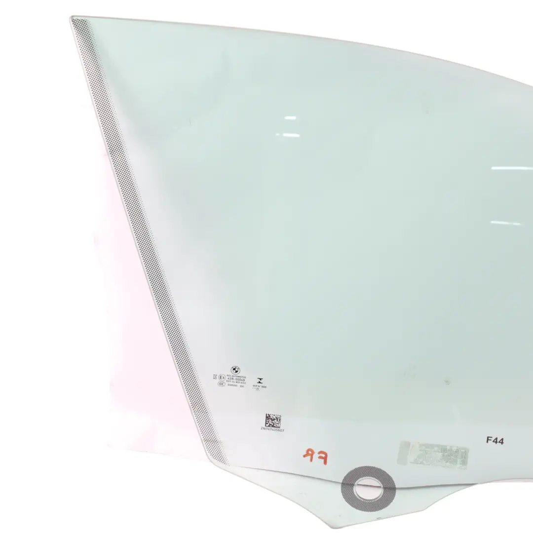 Side Window Glass Front Right O/S Green AS2 to BMW F44 with Part number 7474356 BMW F44 Side Window Glass Front Right O/S Green AS2 - SKU 7474356 - Part number 7474356