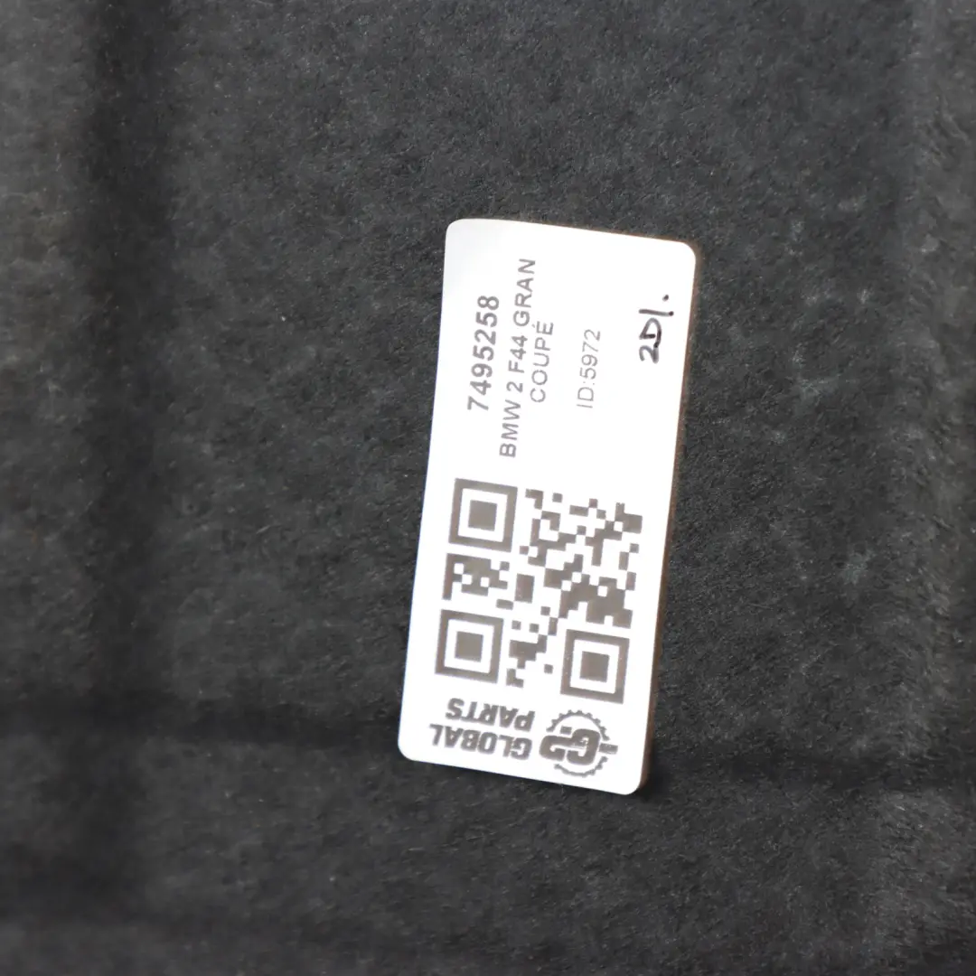 Koffer Raum Boden Verkleidung Teppich Schwarz für BMW F44 Gran Coupe mit Teilenummer 7495258 BMW F44 Gran Coupe Koffer Raum Boden Verkleidung Teppich Schwarz - SKU 7495258 - Teilenummer 7495258