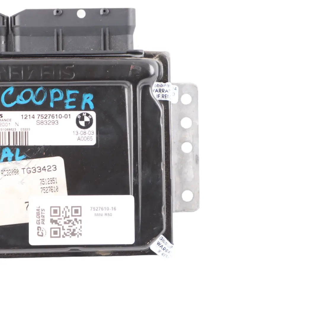 116HP benzina Unità controllo motore ECU DME Manuale per Mini Cooper R50 W10 con numero di parte 7527610 Mini Cooper R50 W10 116HP benzina Unità controllo motore ECU DME Manuale - SKU 7527610-16 - Numero di parte 7527610