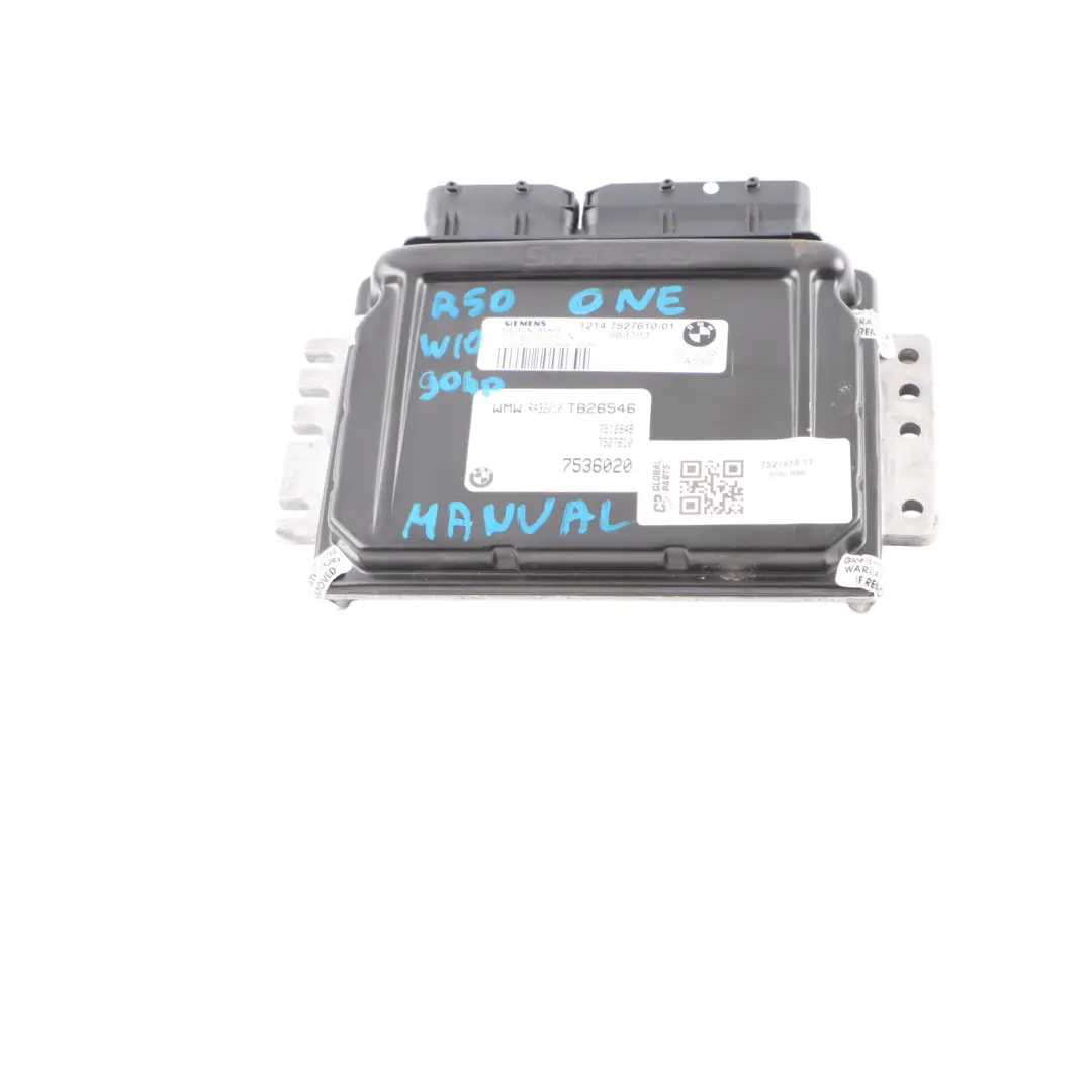 90HP Engine ECU Control Unit Module DME Manual to MINI One R50 W10 with Part number 7527610 MINI One R50 W10 90HP Engine ECU Control Unit Module DME Manual - SKU 7527610-17 - Part number 7527610