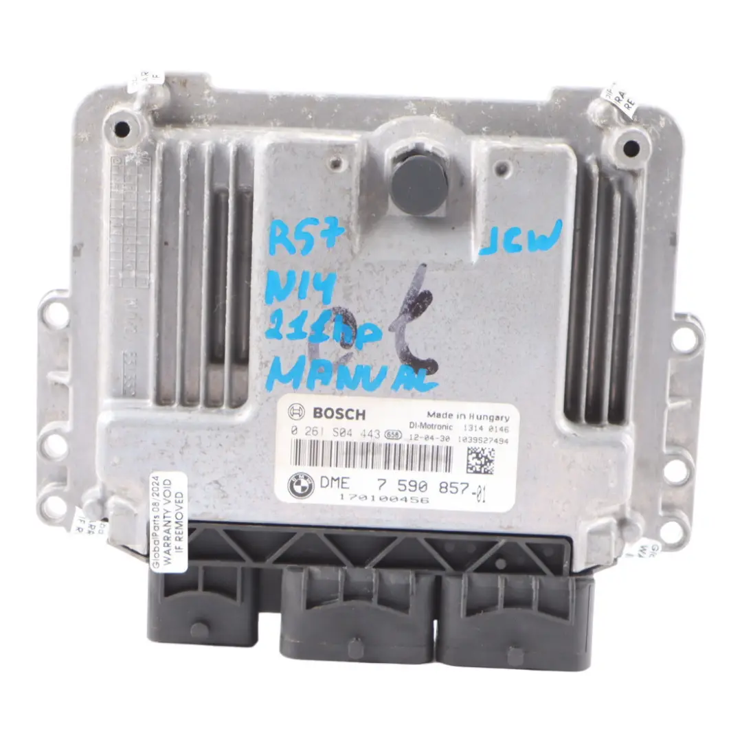 Mini Cooper S JCW R56 N14 1.6 211HP Engine ECU Kit DME CAS3 Key Manual - SKU 7590857-2 - Part number 7590857