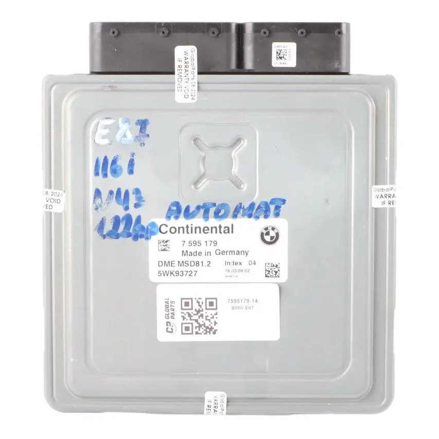 N43 122HP Engine ECU DME Automatic to BMW E81 E87 LCI 116i E90 E91 316i with Part number 7595179 BMW E81 E87 LCI 116i E90 E91 316i N43 122HP Engine ECU DME Automatic - SKU 7595179-14 - Part number 7595179