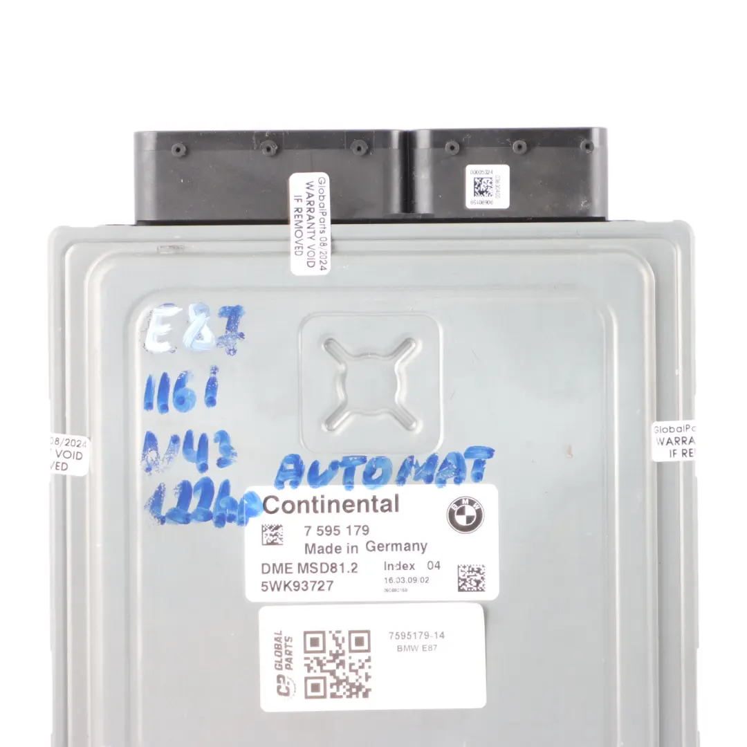 N43 122HP Engine ECU DME Automatic to BMW E81 E87 LCI 116i E90 E91 316i with Part number 7595179 BMW E81 E87 LCI 116i E90 E91 316i N43 122HP Engine ECU DME Automatic - SKU 7595179-14 - Part number 7595179