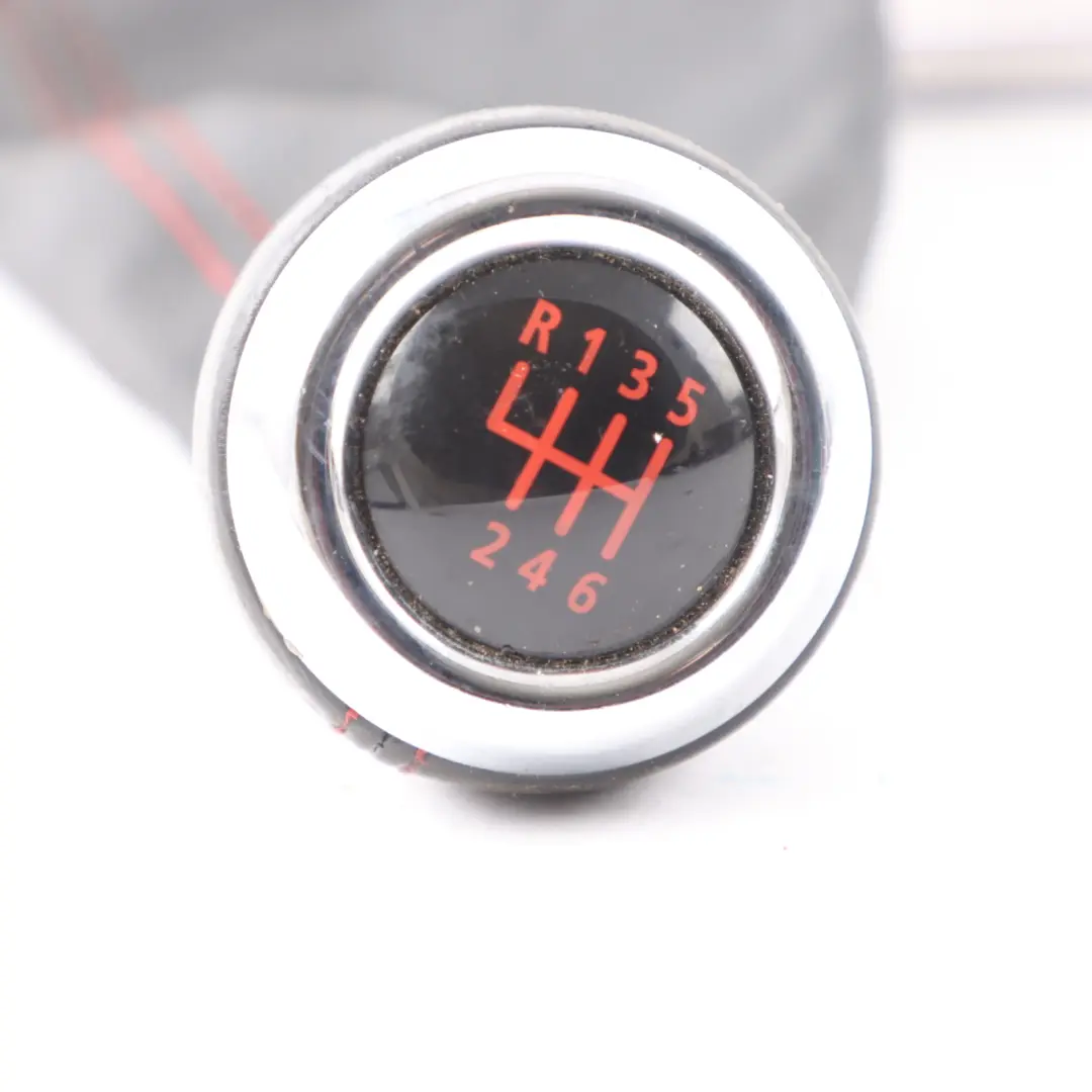 Knob Mini R55 R56 R57 LCI Shifter Boot Leather 6 Speed Manual Red Accents to Gear with Part number 7605282 Gear Knob Mini R55 R56 R57 LCI Shifter Boot Leather 6 Speed Manual Red Accents - SKU 7605282 - Part number 7605282
