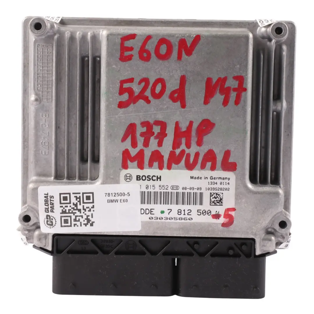 N47 Diesel Engine Control Unit ECU DDE Manual to BMW E60 E61 LCI 520d with Part number 7812500 BMW E60 E61 LCI 520d N47 Diesel Engine Control Unit ECU DDE Manual - SKU 7812500-5 - Part number 7812500