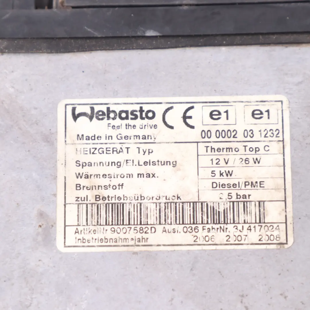 VW Volkswagen Touareg Ogrzewanie Postojowe Webasto - SKU 7L6815071D - Numer Części 7L6815071D
