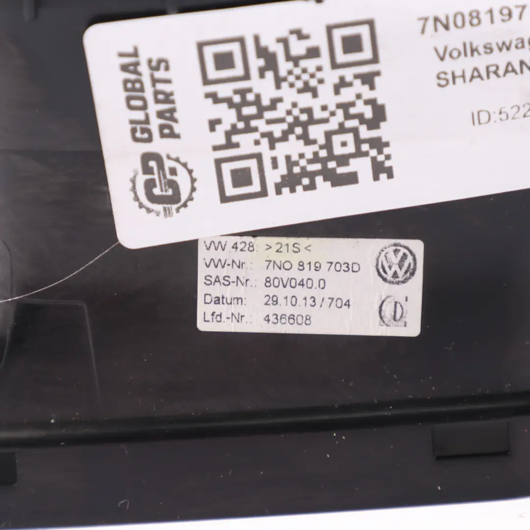 7N Delantero Izquierdo Rejilla Ventilación para Volkswagen Sharan con número de pieza 7N0819703D Volkswagen Sharan 7N Delantero Izquierdo Rejilla Ventilación - SKU 7N0819703D - Número de pieza 7N0819703D