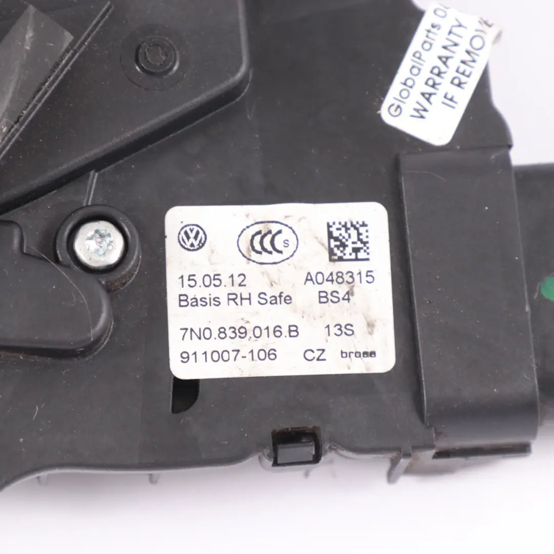 VW Volkswagen Sharan 7N Door Lock Rear Right O/S Latch Mechanism - SKU 7N0839016B - Part number 7N0839016B