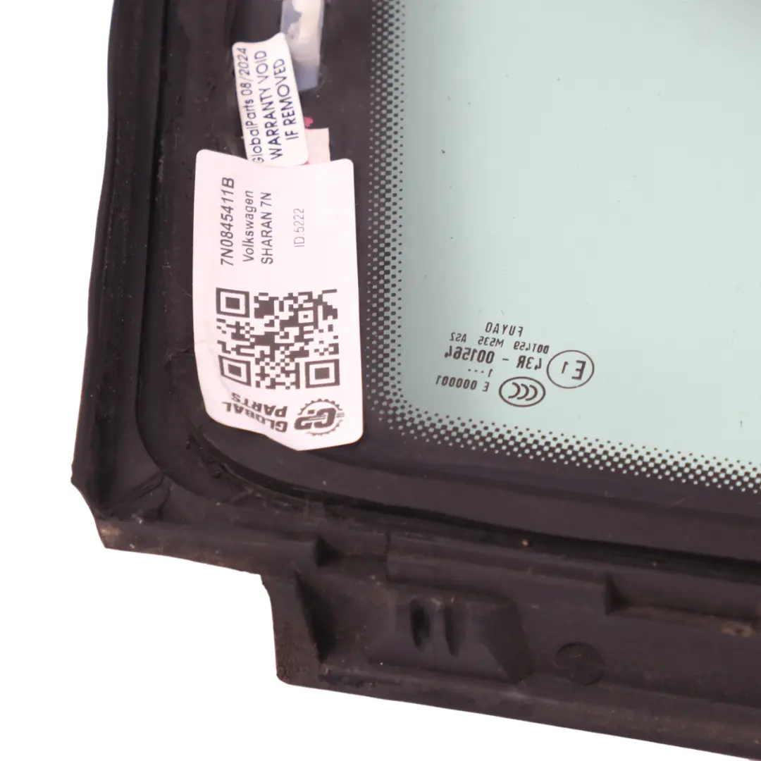 Volkswagen VW Sharan 7N Fenêtre latérale avant gauche fixe Triangle de verre AS2 - SKU 7N0845411B - Numéro de pièce 7N0845411B