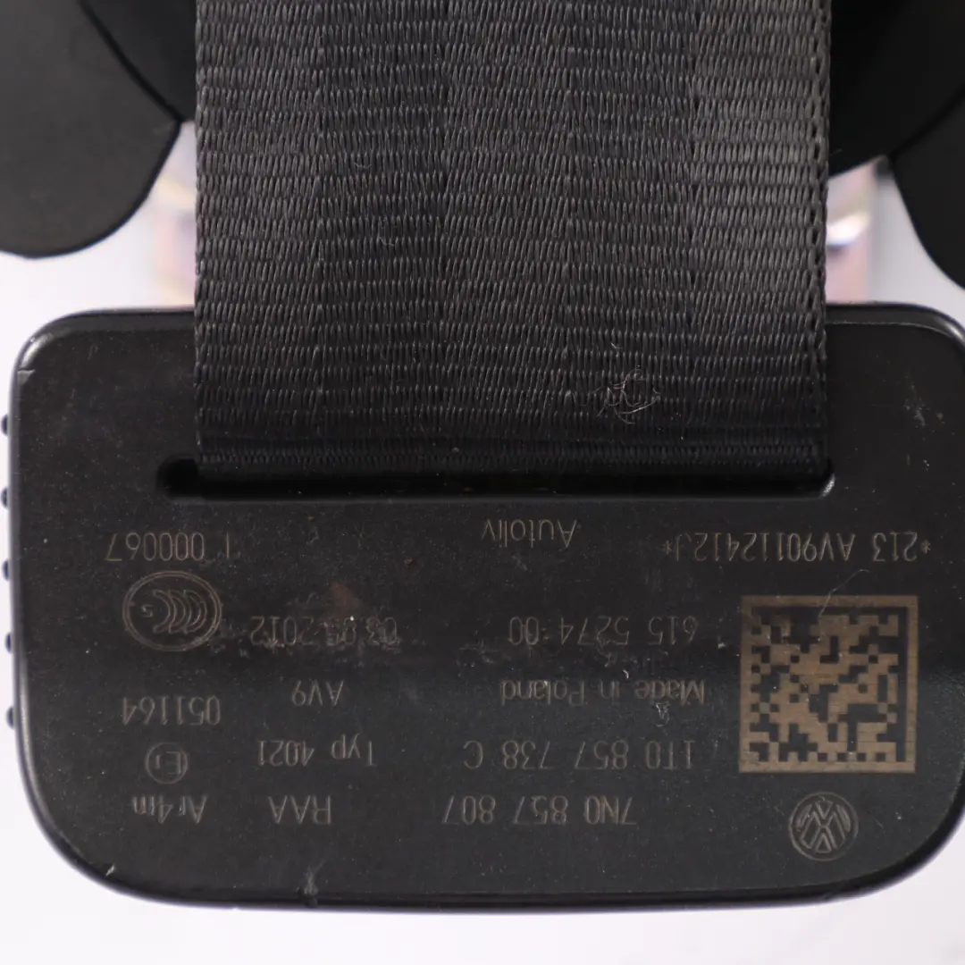 VW Volkswagen Sharan 7N Sicherheitsgurt hinten Mitte Gurt - SKU 7N0857807 - Teilenummer 7N0857807