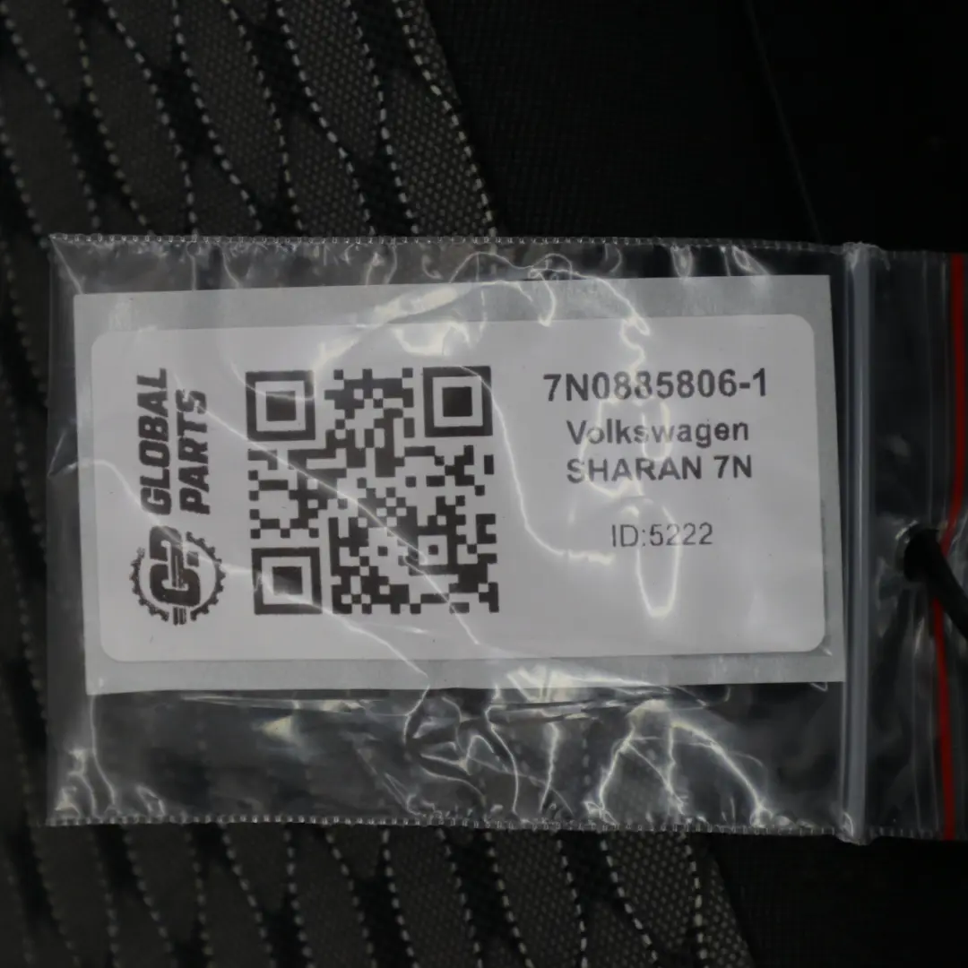 VW Volkswagen Sharan 7N Siège arrière droit Tissu intérieur Noir Gris - SKU 7N0885806-1 - Numéro de pièce 7N0885806