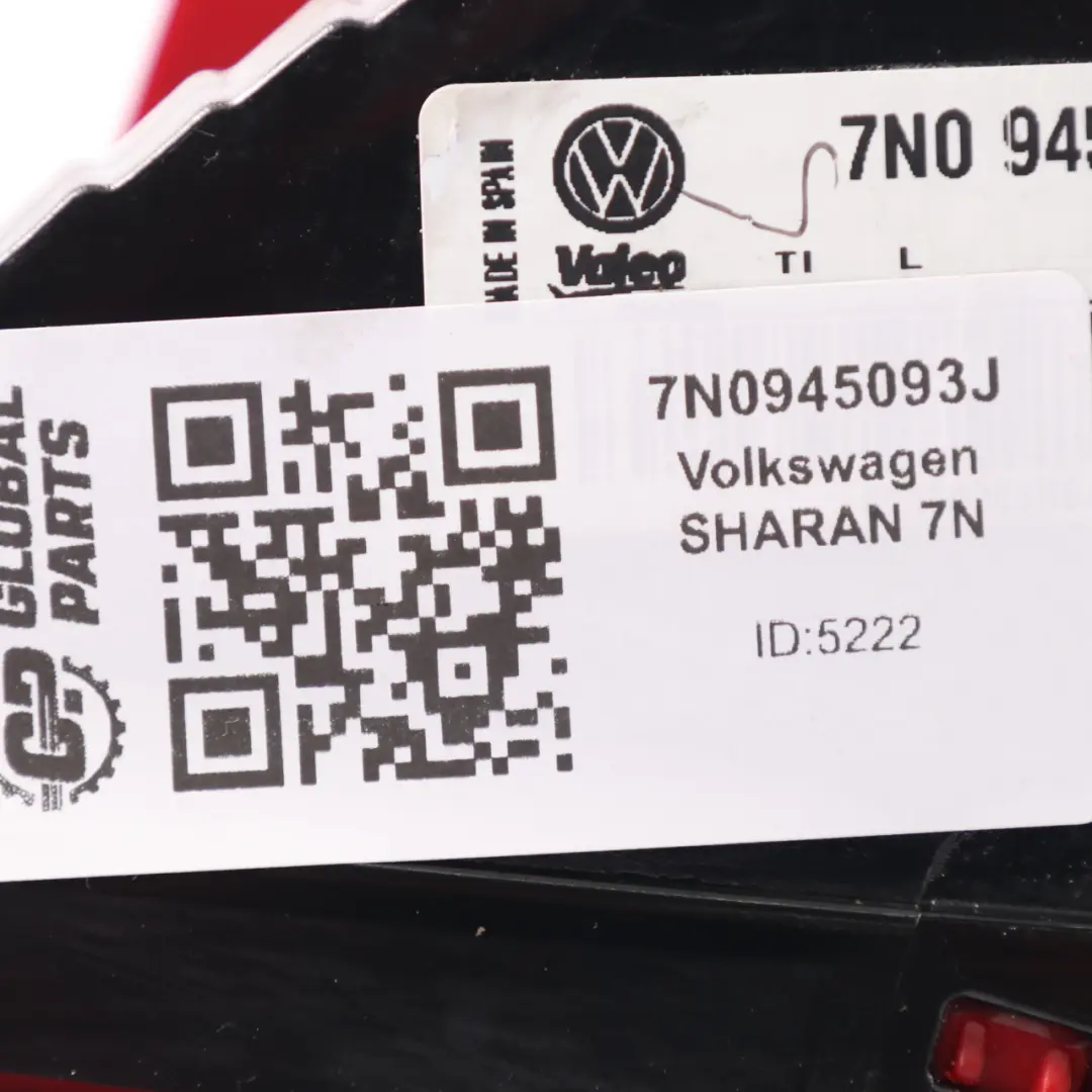 VW Volkswagen Sharan 7N Tapa Trasera Luz Interior Izquierda LED - SKU 7N0945093J - Número de pieza 7N0945093J