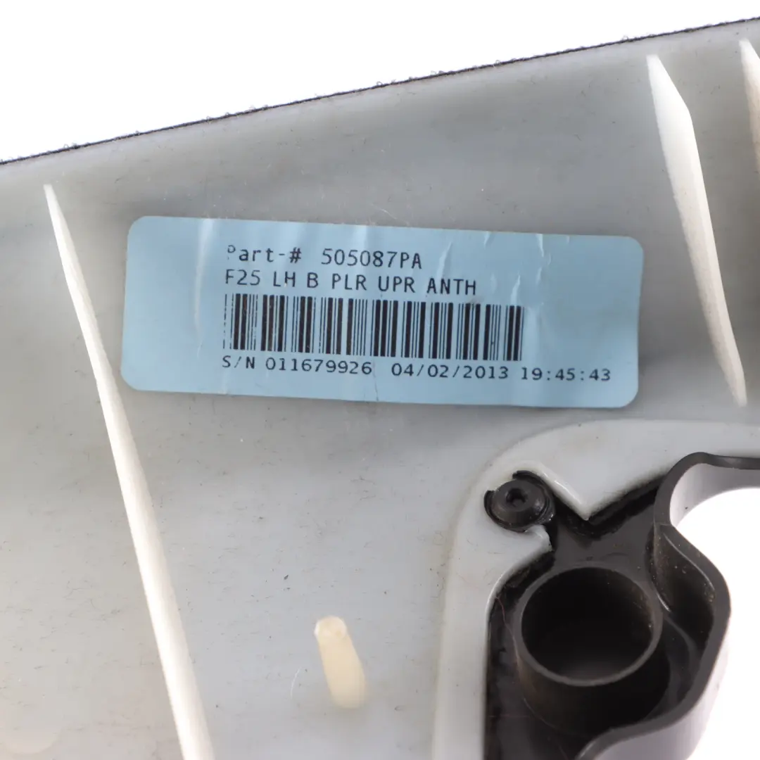 Pillar B Cover Left N/S Upper Interior Trim Anthrazit to BMW X3 F25 with Part number 8050325 BMW X3 F25 Pillar B Cover Left N/S Upper Interior Trim Anthrazit - SKU 8050325 - Part number 8050325