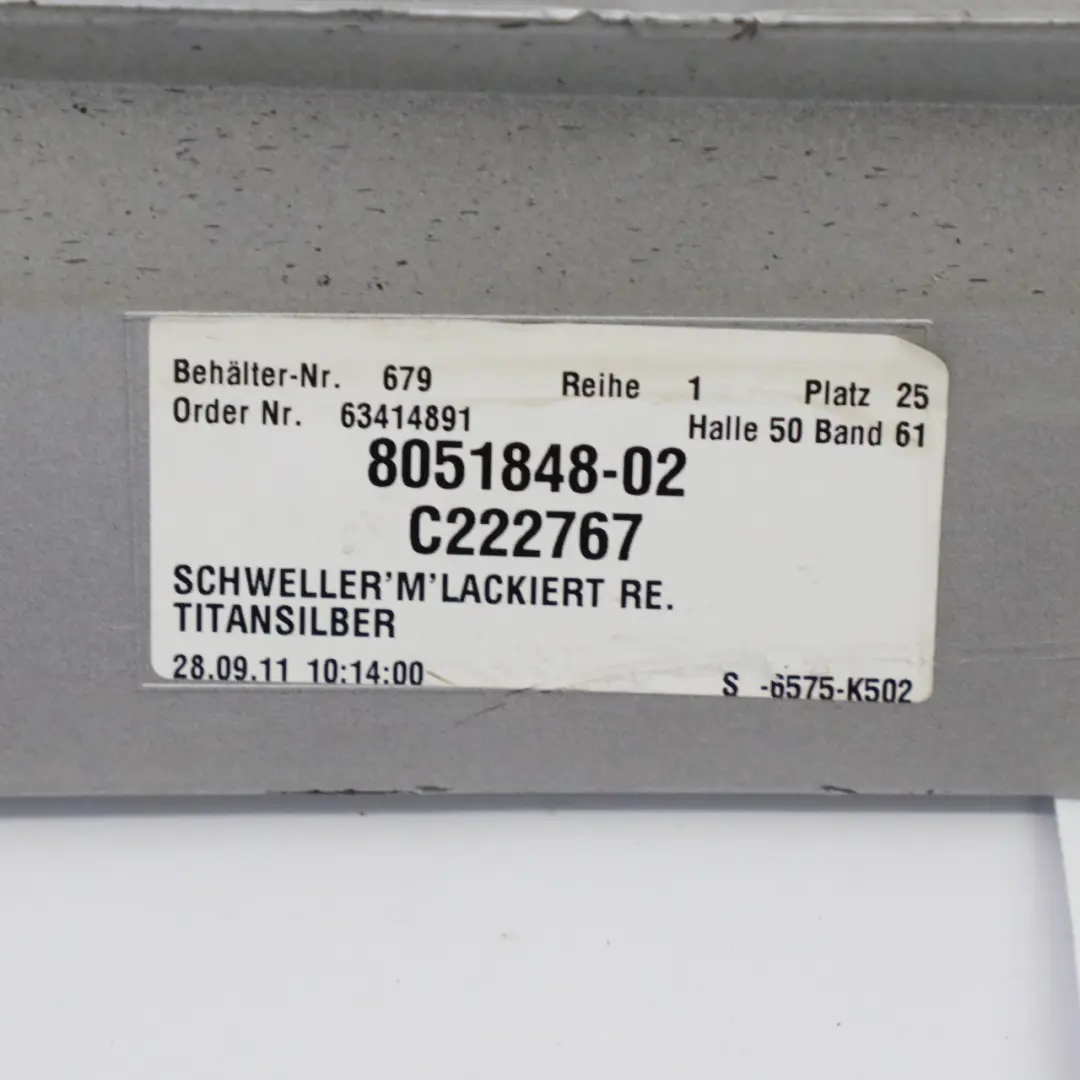 BMW F07 GT Seitenschweller M Sport Einstiegsleiste Rechts Titansilber - 354 - SKU 8055100-TS - Teilenummer 8055100