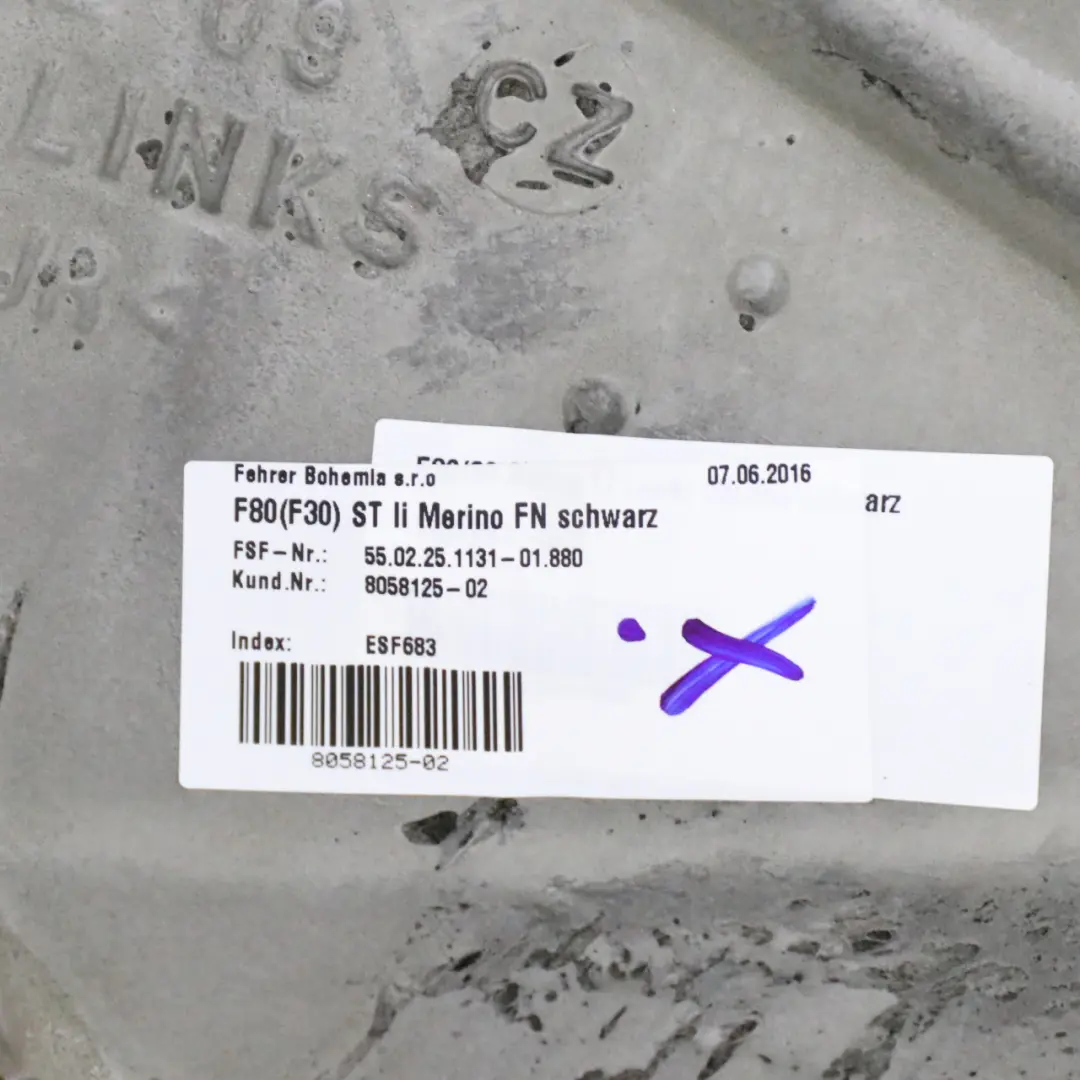  Garniture de siège BMW F30 Panneau latéral gauche du dossier arrière Cuir Noir - SKU 8058125 - Numéro de pièce 8058125