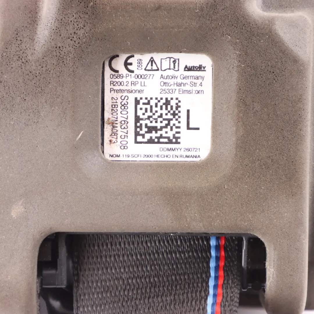 Upper Seat Belt Left N/S Seatbelt Pretensioner to BMW G20 M Sport Rear with Part number 8076375 BMW G20 M Sport Rear Upper Seat Belt Left N/S Seatbelt Pretensioner - SKU 8076375 - Part number 8076375