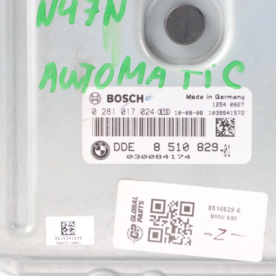 N47N 320d 184HP Engine Control Unit ECU DDE Automatic BMW E90 E91 LCI - SKU 8510829-6 - Part number 8510829