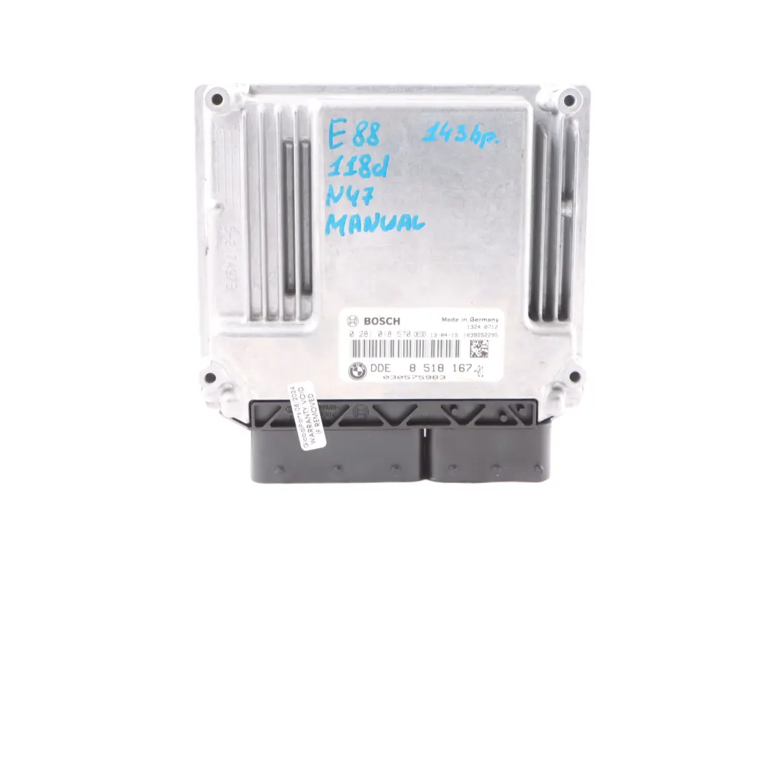 BMW E81 E87 E90 LCI 118d 318d N47 ECU Engine Control Kit DDE Manual - SKU 8518167-2 - Part number 8518167