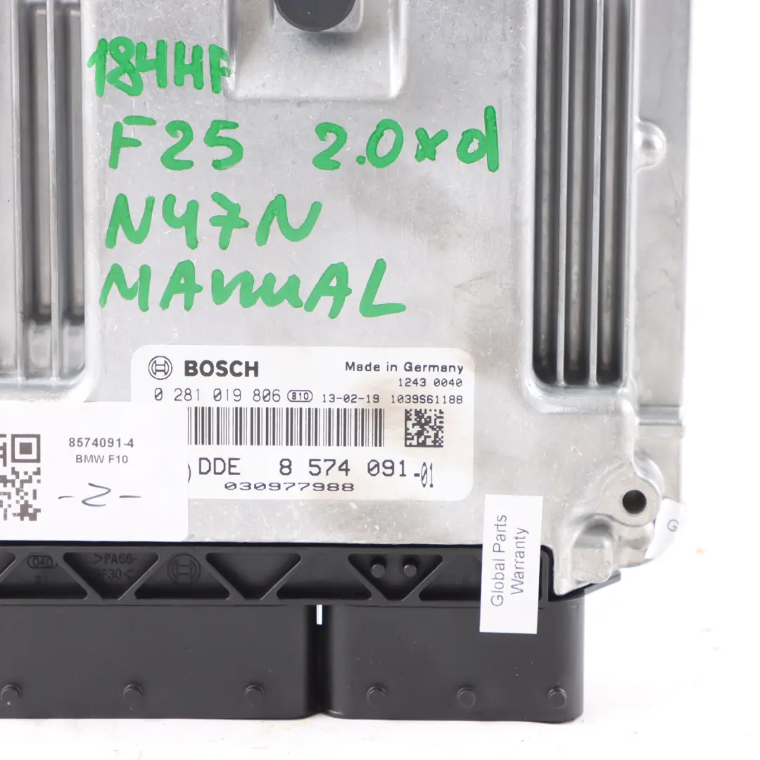 BMW F25 20dX N47N 184HP ECU Kit Control Unit DDE CAS4 Key Manual - SKU 8574091-4 - Part number 8574091