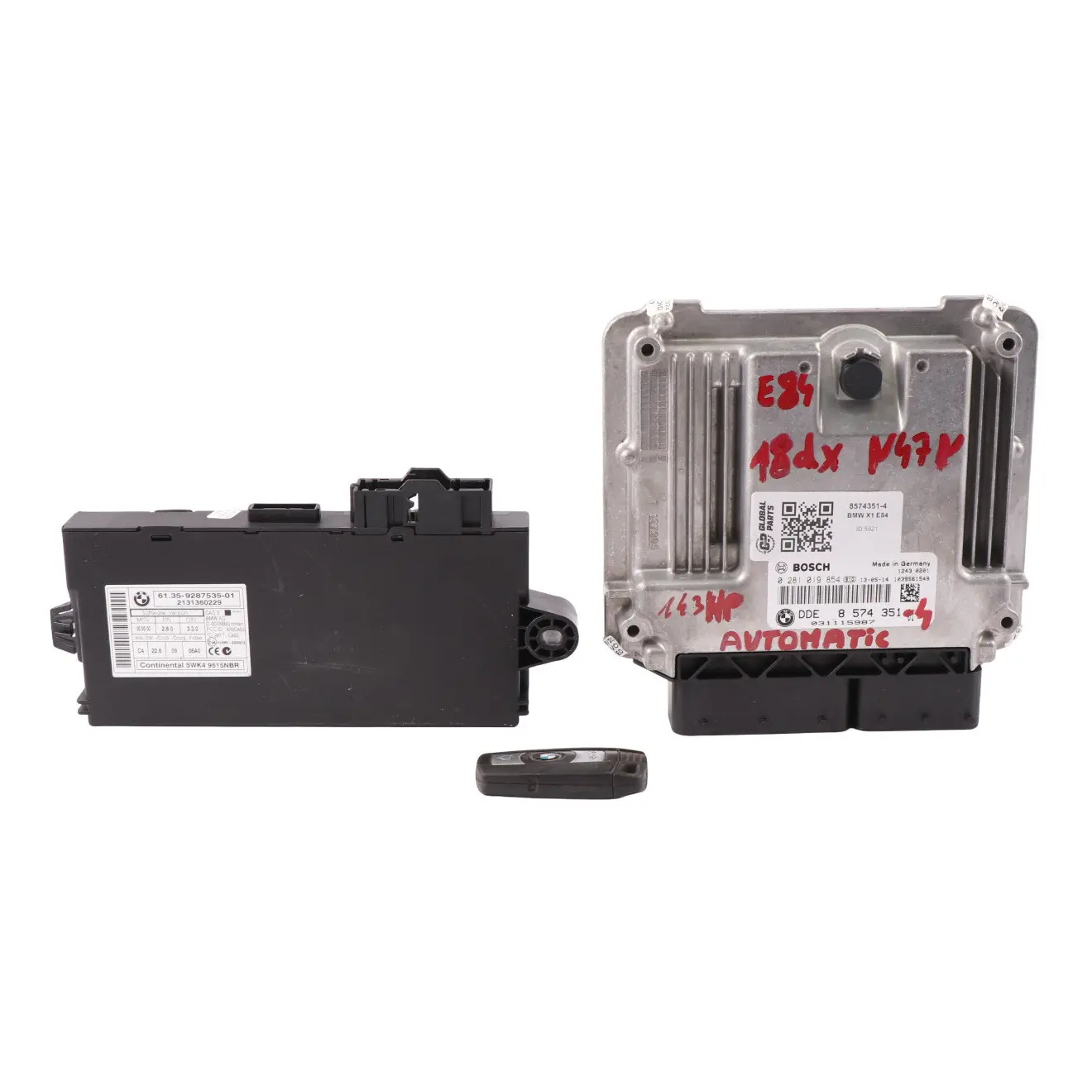 BMW X1 E84 18dX Diesel N47N Engine Unit ECU Kit DDE 8574351 CAS3 Key Automatic