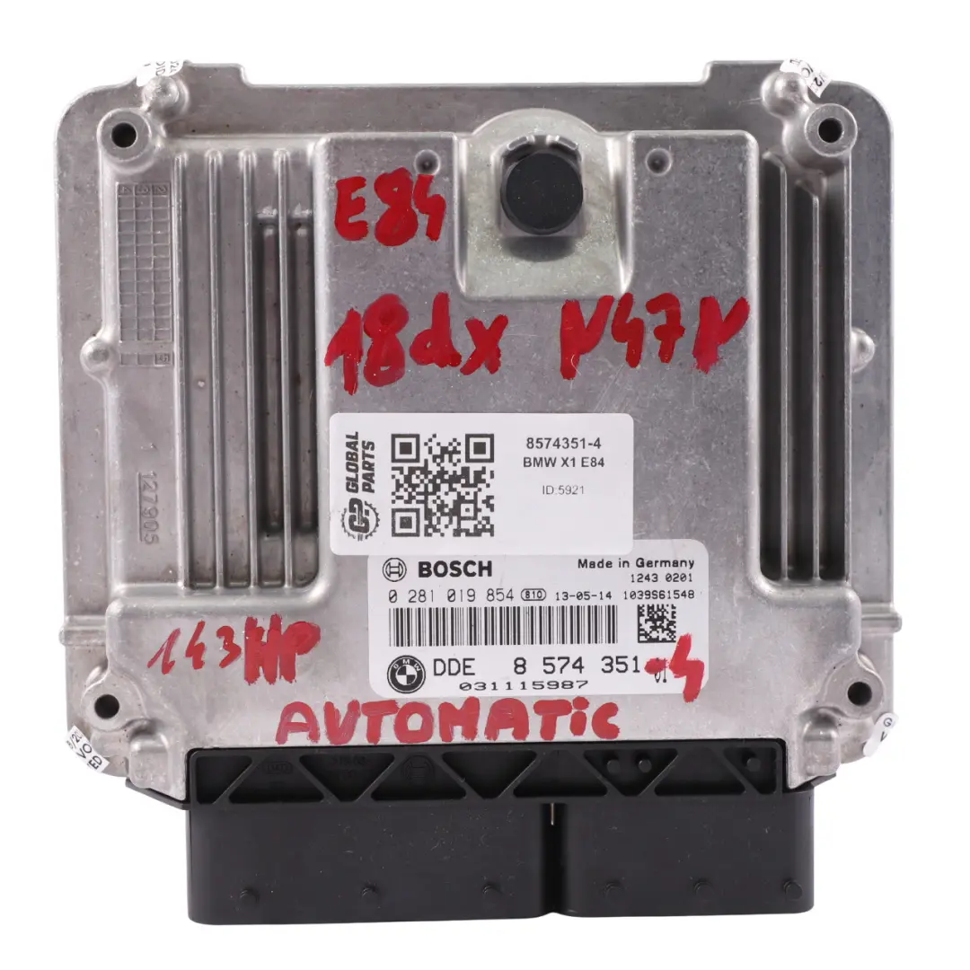 BMW X1 E84 18dX Diesel N47N Engine Unit ECU Kit DDE CAS3 Key Automatic - SKU 8574351-4 - Part number 8574351