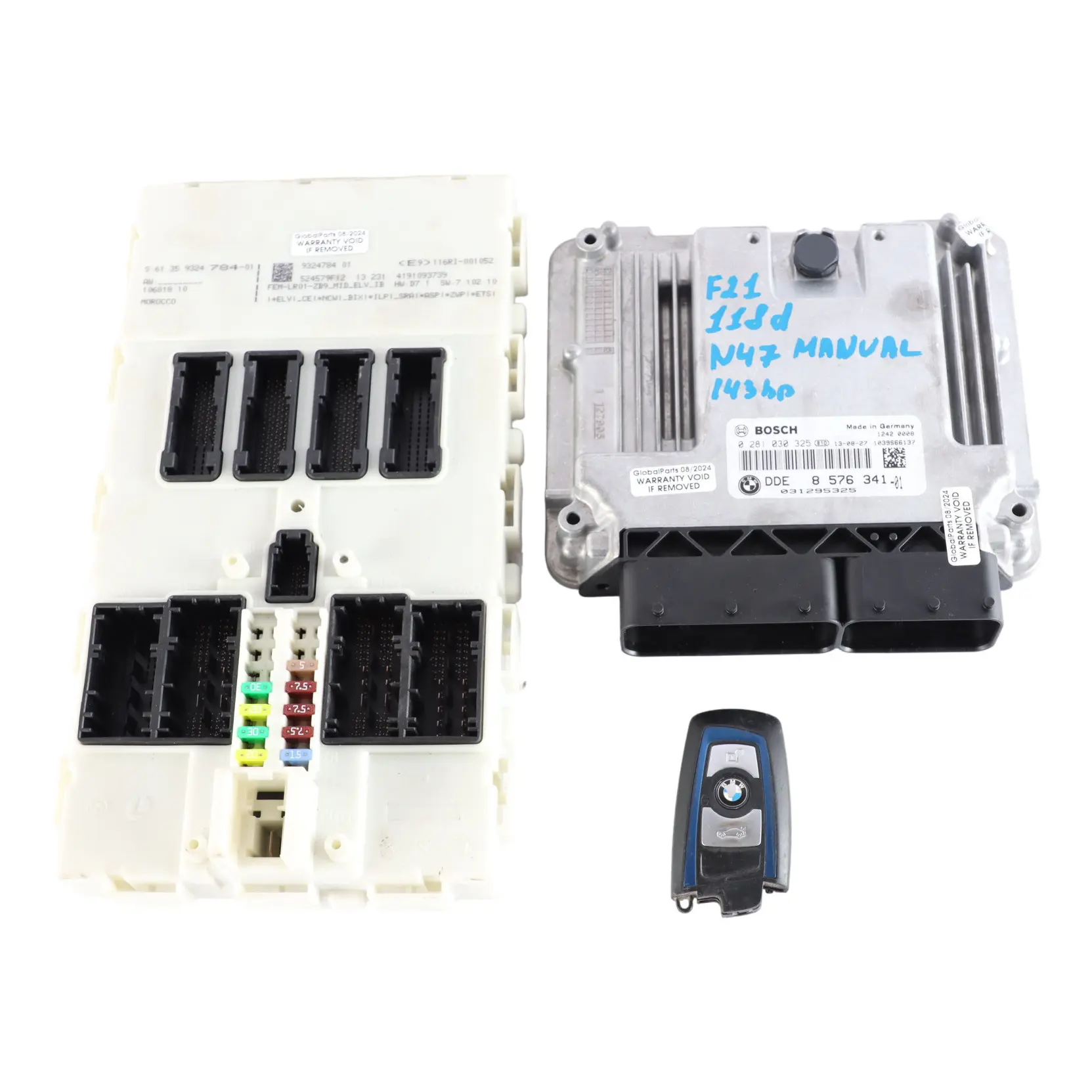 BMW F20 118d F30 318d 143HP N47N Engine ECU Kit DDE 8576341 + Key + FEM Manual