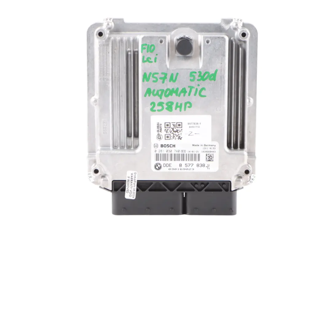 N57N 258HP Engine Unit ECU Kit DDE CAS4 Key Automatic to BMW F10 LCI 530d with Part number 8577838 BMW F10 LCI 530d N57N 258HP Engine Unit ECU Kit DDE CAS4 Key Automatic - SKU 8577838-1 - Part number 8577838