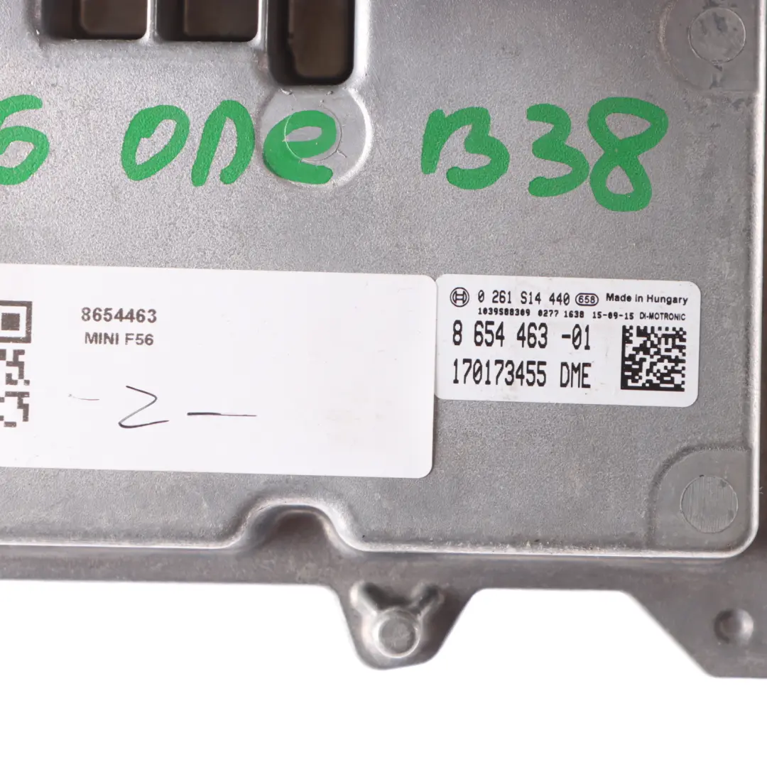 B38 102HP Engine Control Unit Module ECU DME Manual Mini One F56 Petrol - SKU 8654463 - Part number 8654463