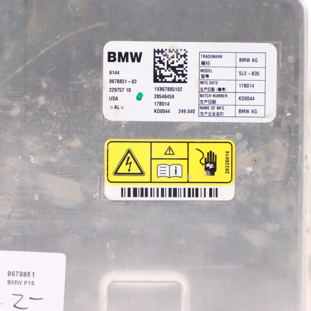 BMW F15 40Ex N20 Convertidor Confort Módulo Carga Unidad Control - SKU 8678851 - Número de pieza 8678851