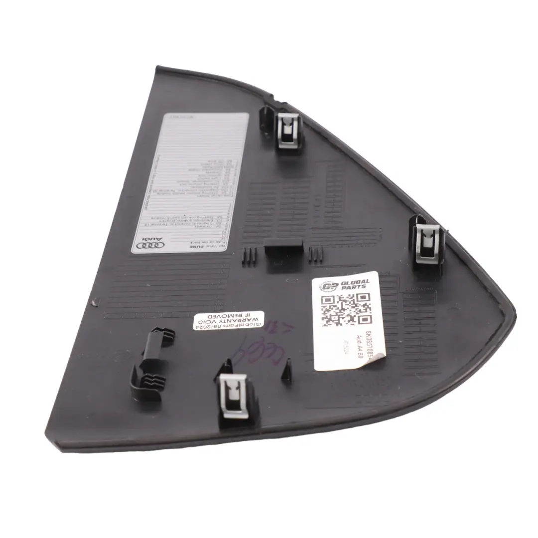 Panel Salpicadero Delantero Izquierdo Embellecedor Negro para Audi A4 B8 con número de pieza 8K0857085A Audi A4 B8 Panel Salpicadero Delantero Izquierdo Embellecedor Negro - SKU 8K0857085A - Número de pieza 8K0857085A
