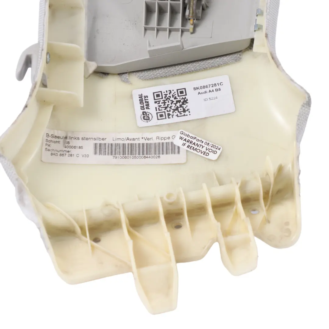 Audi A4 B8 Osłona Słupka B Tapicerka Szara Lewa Strona - SKU 8K0867281C - Numer Części 8K0867281C