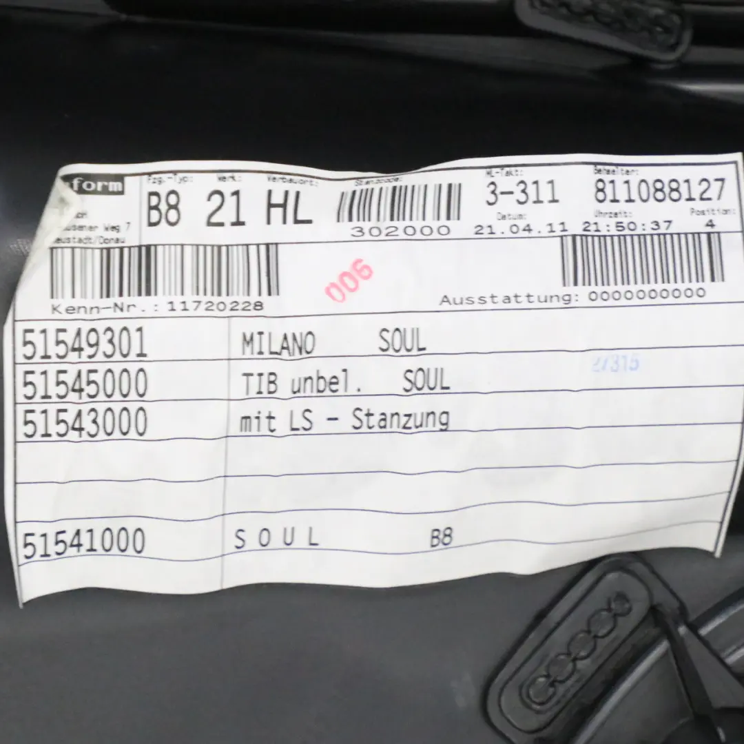 Audi A4 B8 Door Card Rear Left N/S Lining Trim Panel Black - SKU 8K0867303A - Part number 8K0867303A