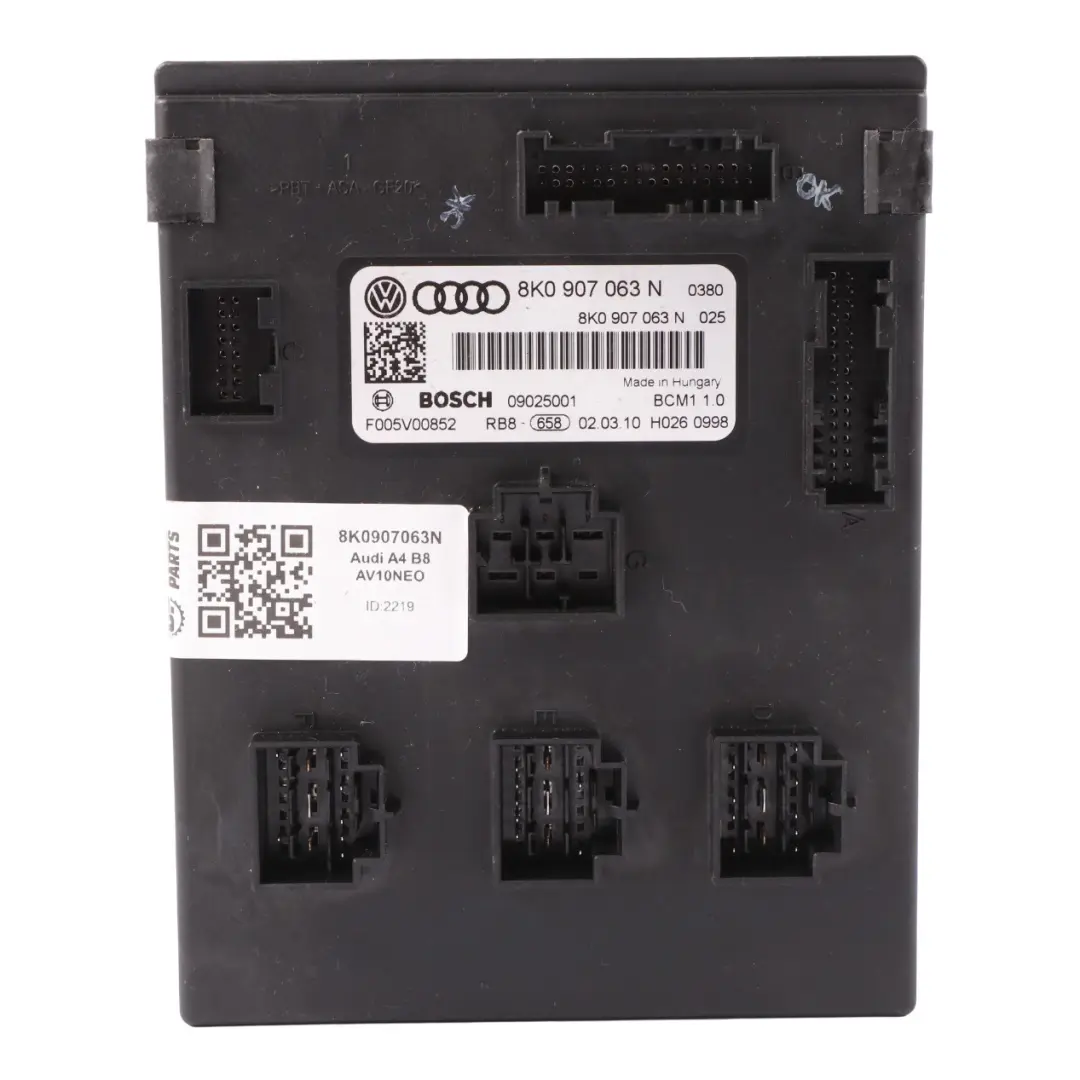 Body Control Komfortgerät Modul BCM Einheit ECU für Audi A4 B8 mit Teilenummer 8K0907063N Audi A4 B8 Body Control Komfortgerät Modul BCM Einheit ECU - SKU 8K0907063N - Teilenummer 8K0907063N