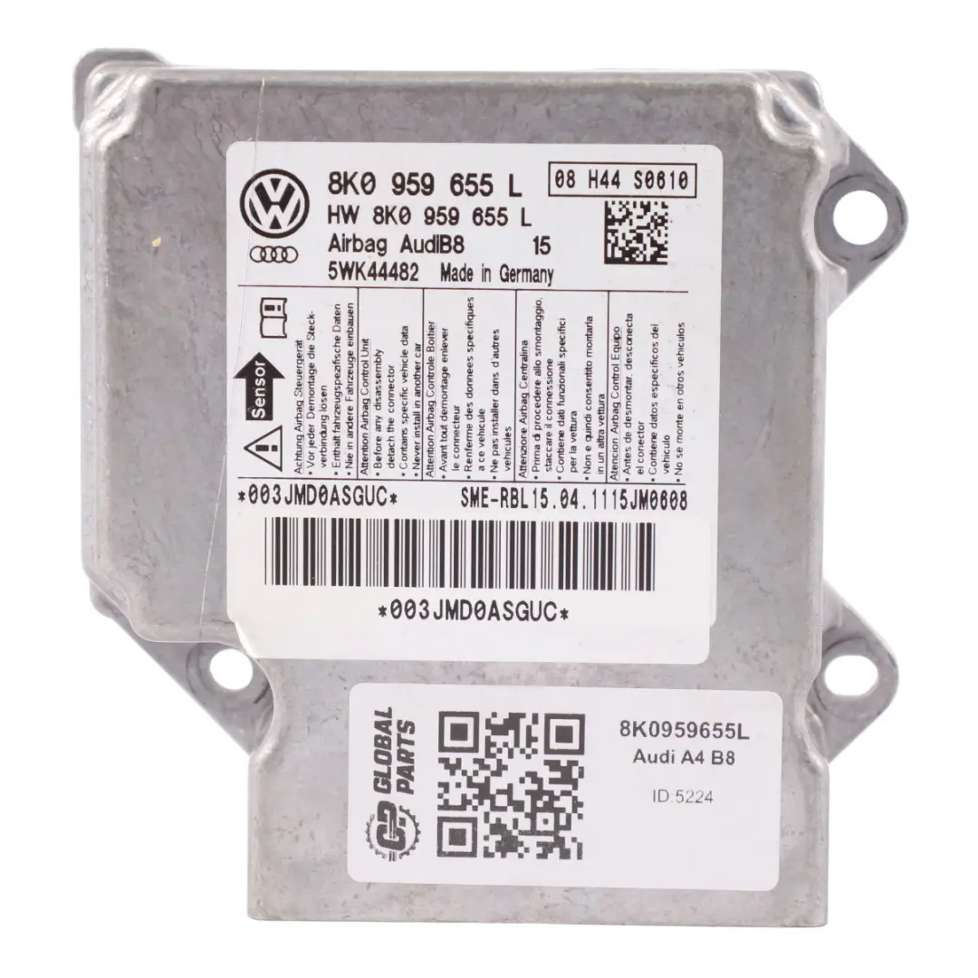 Module Control Unit ECU Crash Control para Audi A4 B8 Air con número de pieza 8K0959655L Audi A4 B8 Air Module Control Unit ECU Crash Control - SKU 8K0959655L - Número de pieza 8K0959655L