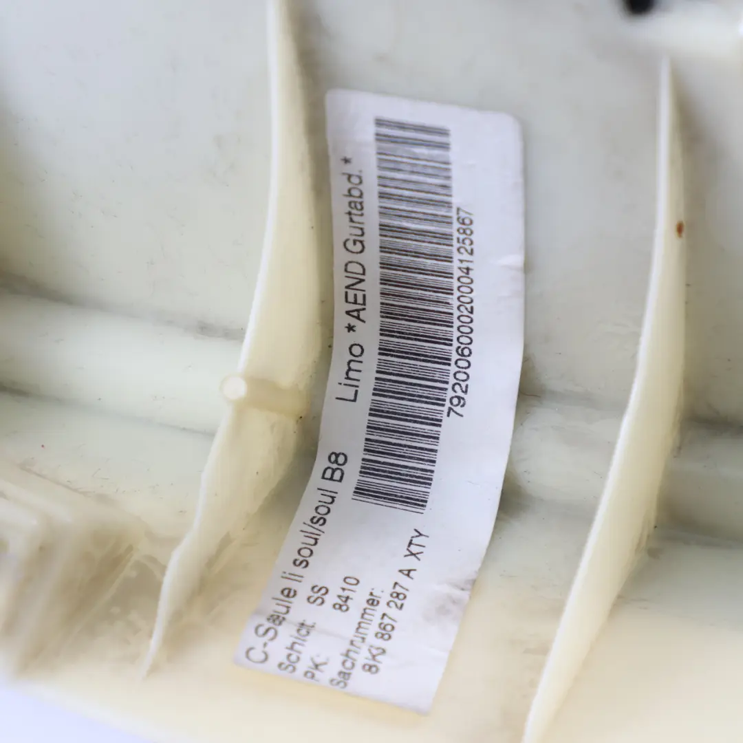 Säulenabdeckung C Säule Säulenverkleidung hinten links für Audi A4 B8 mit Teilenummer 8K5867287A Audi A4 B8 Säulenabdeckung C Säule Säulenverkleidung hinten links - SKU 8K5867287A - Teilenummer 8K5867287A