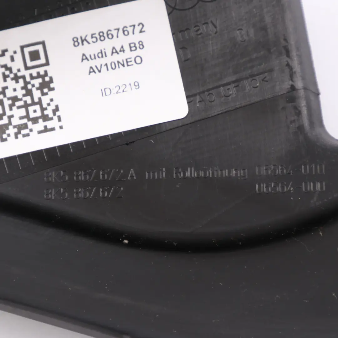 Audi A4 B8 Cadre Fenêtre Porte Cache Panneau Arrière Droit Noir - SKU 8K5867672 - Numéro de pièce 8K5867672
