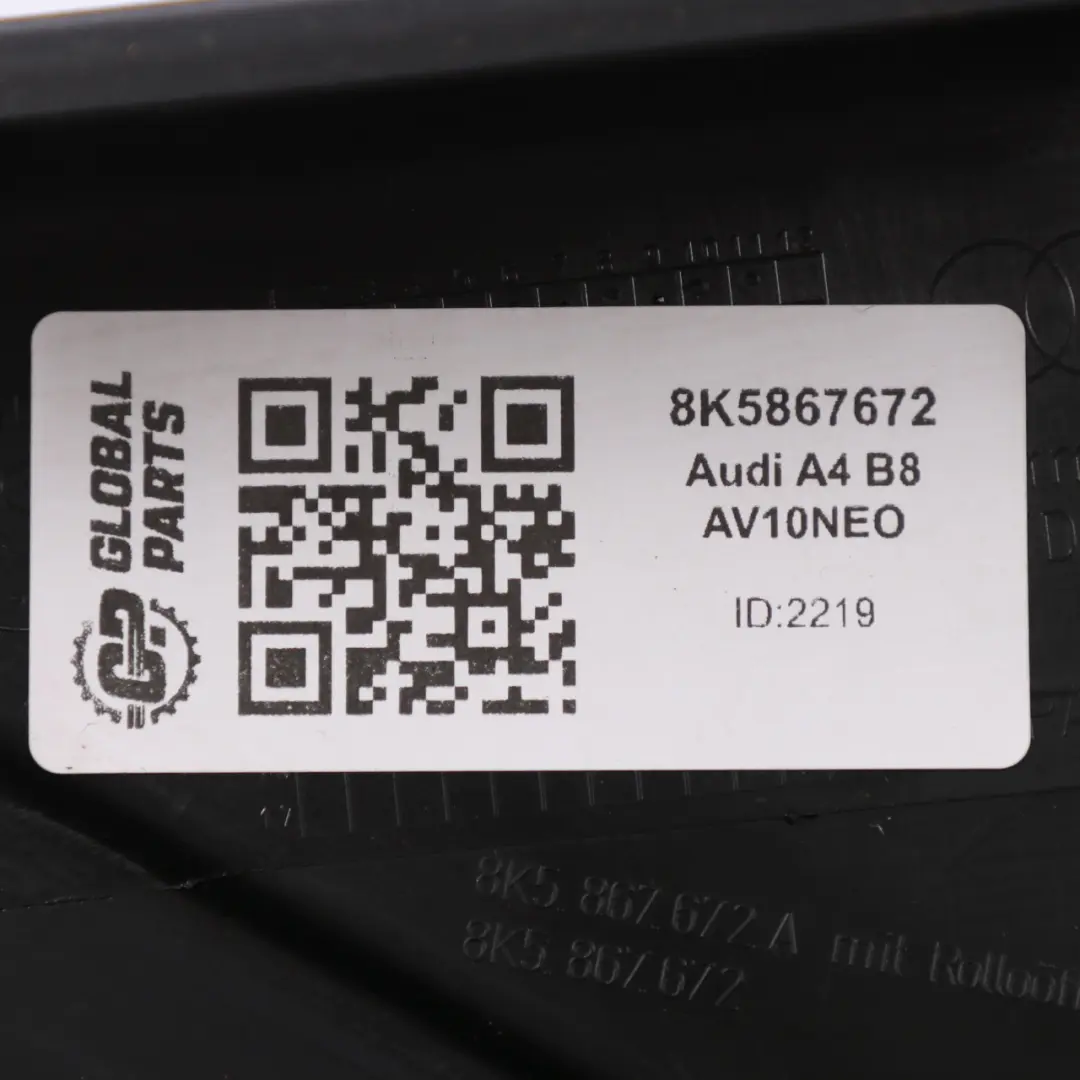Audi A4 B8 Cadre Fenêtre Porte Cache Panneau Arrière Droit Noir - SKU 8K5867672 - Numéro de pièce 8K5867672