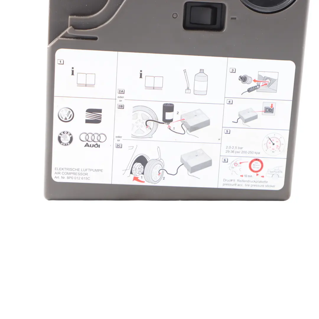 Seat Ibiza 6J Pompa pneumatici Strumento riparazione compressore - SKU 8P0012615C - Numero di parte 8P0012615C