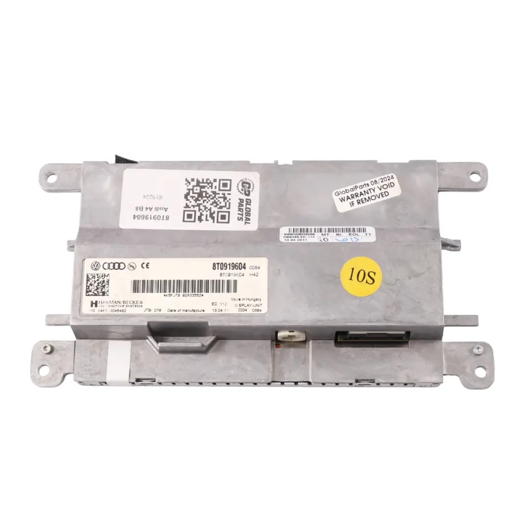 Sat Nav Multimedia Display Screen Monitor MMI Audi A4 B8 - SKU 8T0919604 - Part number 8T0919604