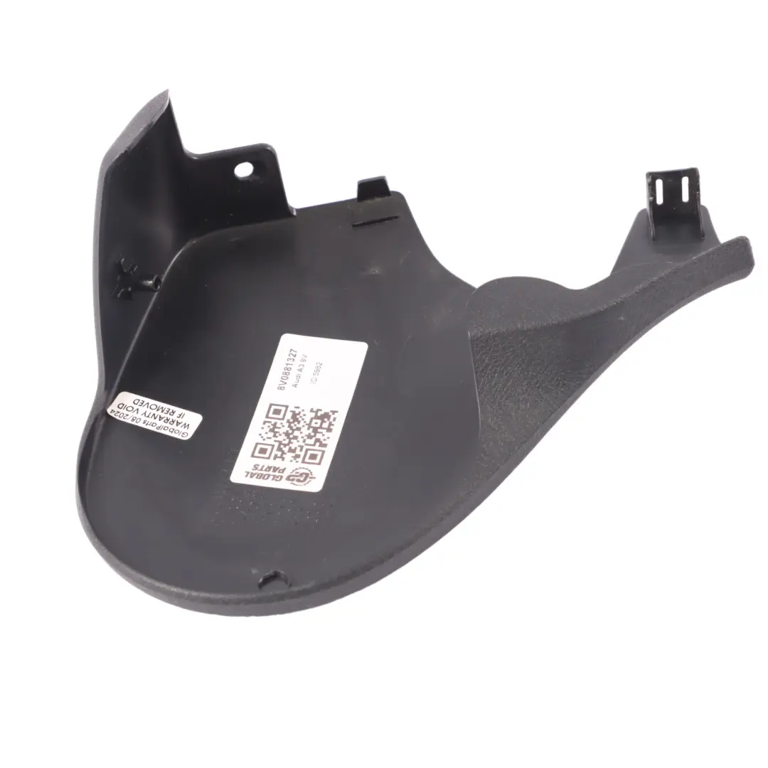 Asiento Lateral Panel Cubierta Delantera Izquierda Negro para Audi A3 8V con número de pieza 8V0881327 Audi A3 8V Asiento Lateral Panel Cubierta Delantera Izquierda Negro - SKU 8V0881327 - Número de pieza 8V0881327