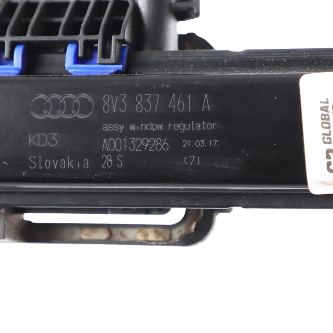 3Dr Window Lifter Regulator Front Door Left N/S to Audi A3 S3 8V with Part number 8V3837461A Audi A3 S3 8V 3Dr Window Lifter Regulator Front Door Left N/S - SKU 8V3837461A - Part number 8V3837461A