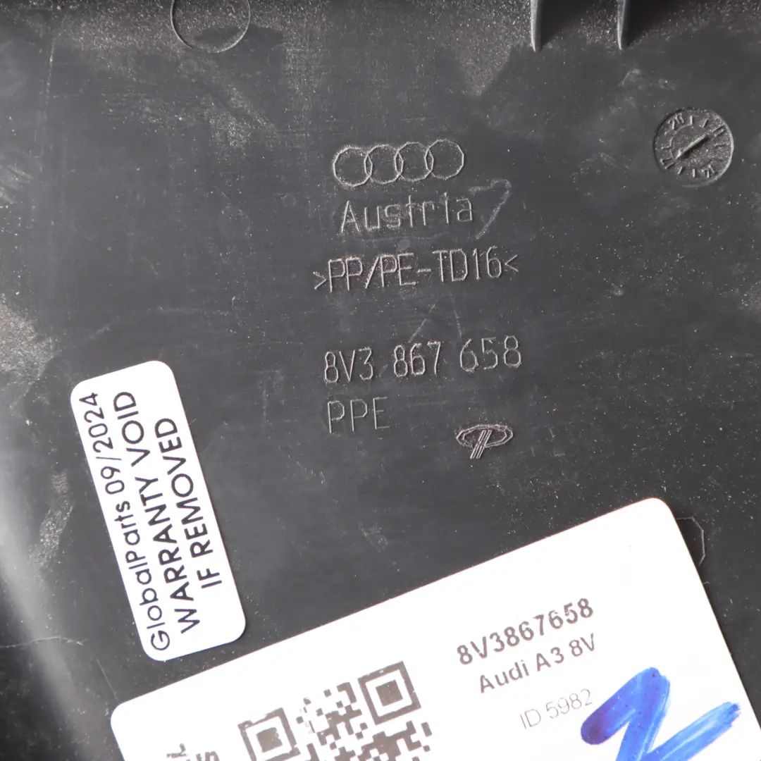 Audi A3 8V Trunk Boot Rear Inner Sill Trim Panel Lock Cover Right O/S 8V3867657 - SKU 8V3867658 - Part number 8V3867658