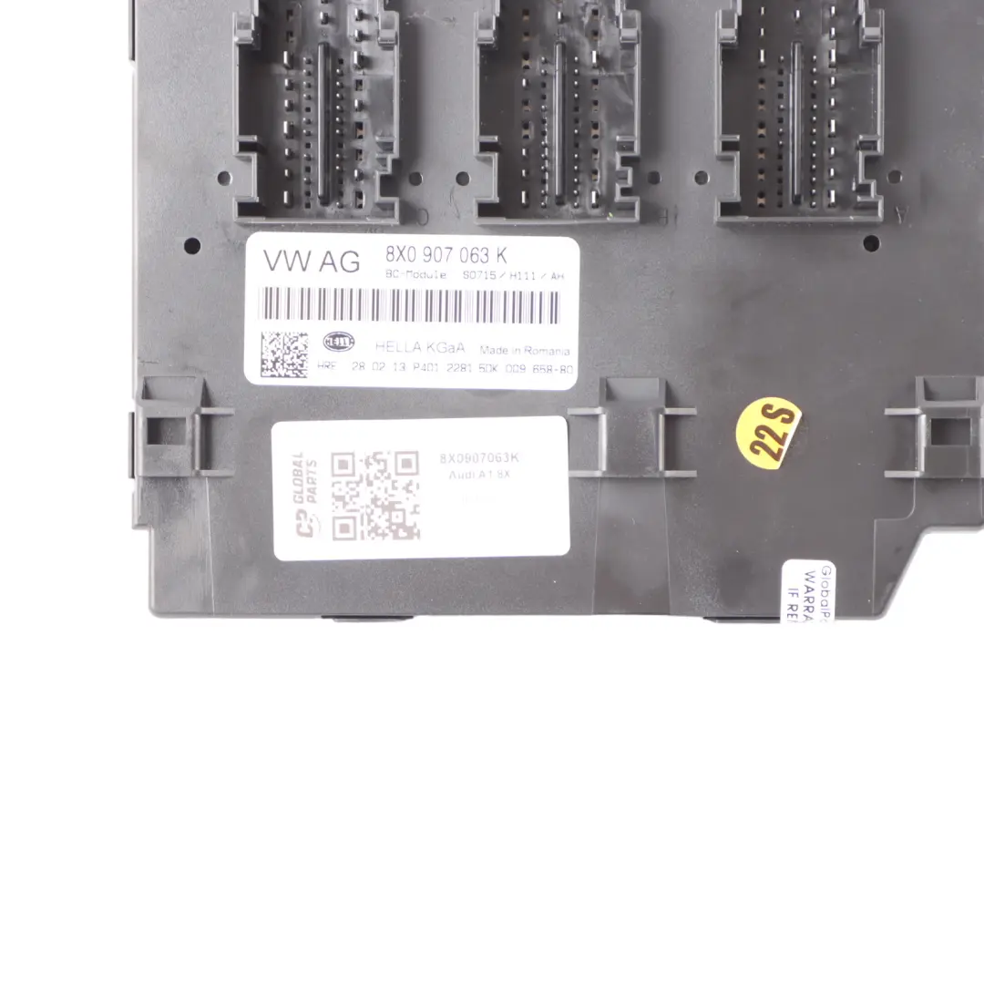 Audi A1 8X Modulo di controllo della carrozzeria ECU - SKU 8X0907063K - Numero di parte 8X0907063K