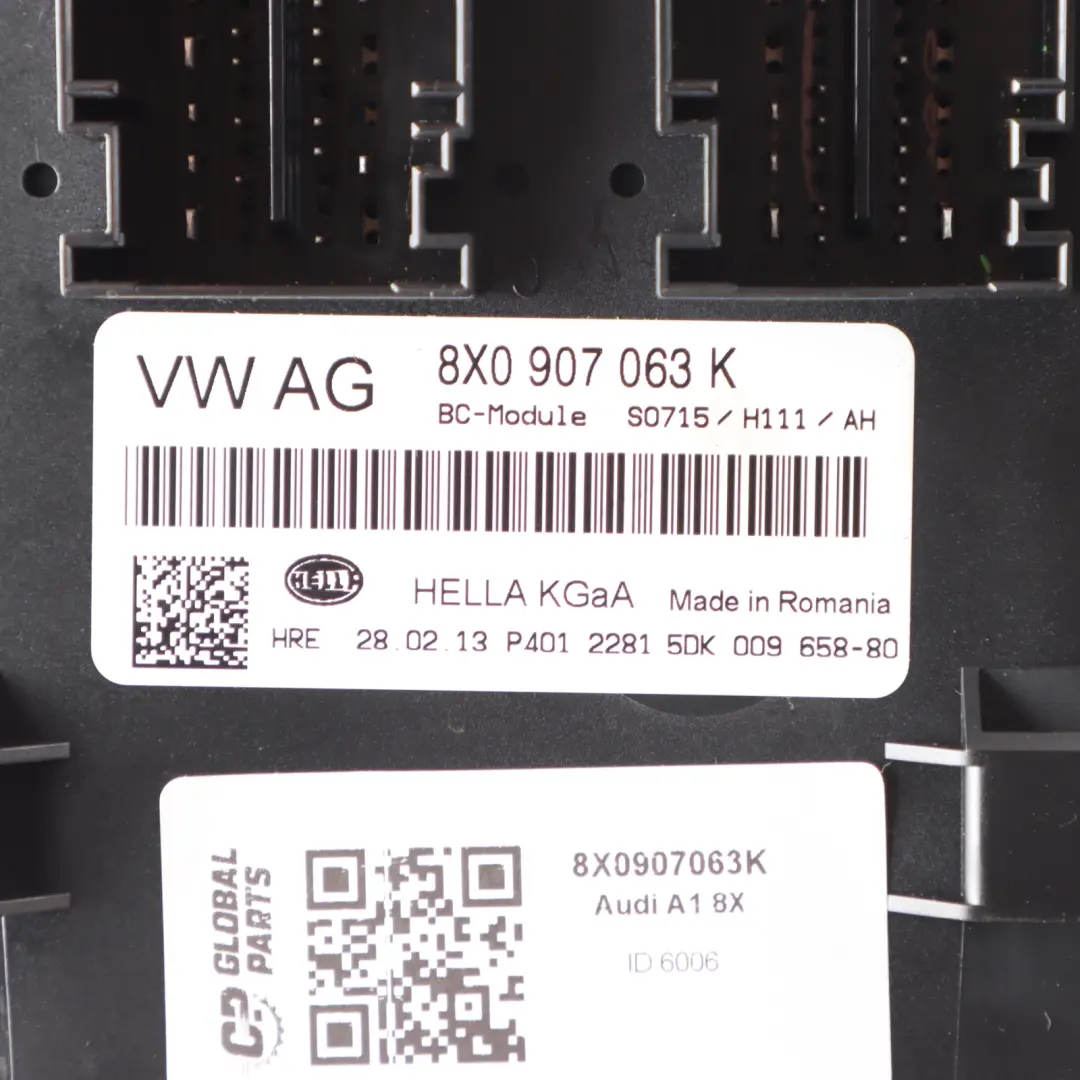 Audi A1 8X Module de contrôle de la carrosserie ECU - SKU 8X0907063K - Numéro de pièce 8X0907063K