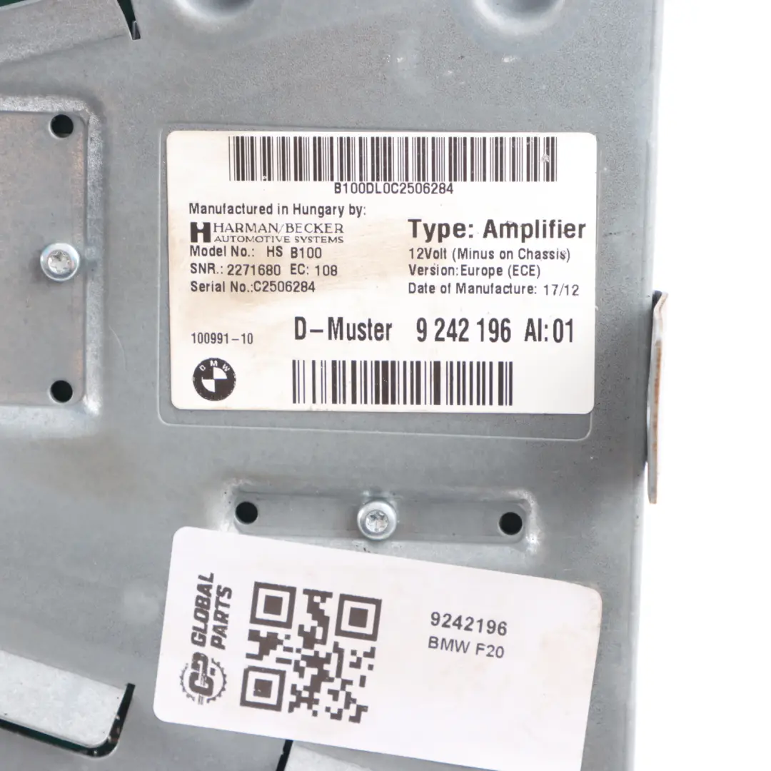 Sound Amplifier Module Unit Harman Kardon to BMW F20 F21 with Part number 9242196 BMW F20 F21 Sound Amplifier Module Unit Harman Kardon - SKU 9242196 - Part number 9242196