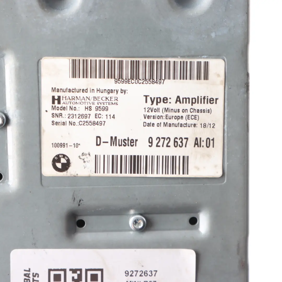 Mini Cooper R57 R58 R60 Amplifier Control Unit Hifi Harman Kardon - SKU 9272637 - Part number 9272637