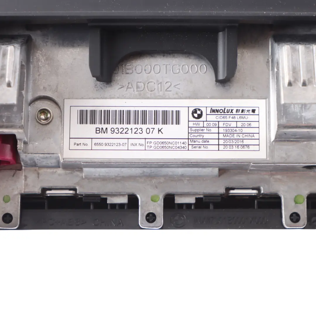 Salpicadero Pantalla Central De Información 6,5" para BMW X1 F48 con número de pieza 9322123 BMW X1 F48 Salpicadero Pantalla Central De Información 6,5" - SKU 9322123 - Número de pieza 9322123