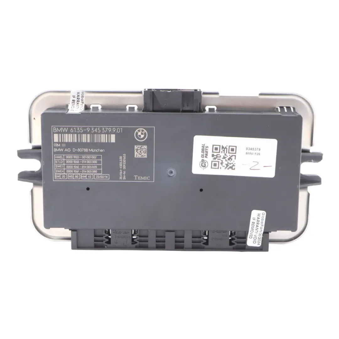 Módulo Control Luz Habitáculo ECU FRM3 TEMIC para BMW X3 F25 con número de pieza 9345379 BMW X3 F25 Módulo Control Luz Habitáculo ECU FRM3 TEMIC - SKU 9345379 - Número de pieza 9345379