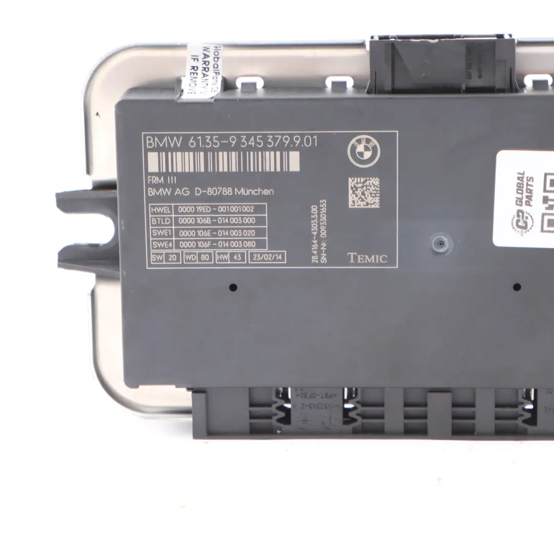 Modulo Controllo Luce Abitacolo ECU FRM3 TEMIC per BMW X3 F25 con numero di parte 9345379 BMW X3 F25 Modulo Controllo Luce Abitacolo ECU FRM3 TEMIC - SKU 9345379 - Numero di parte 9345379