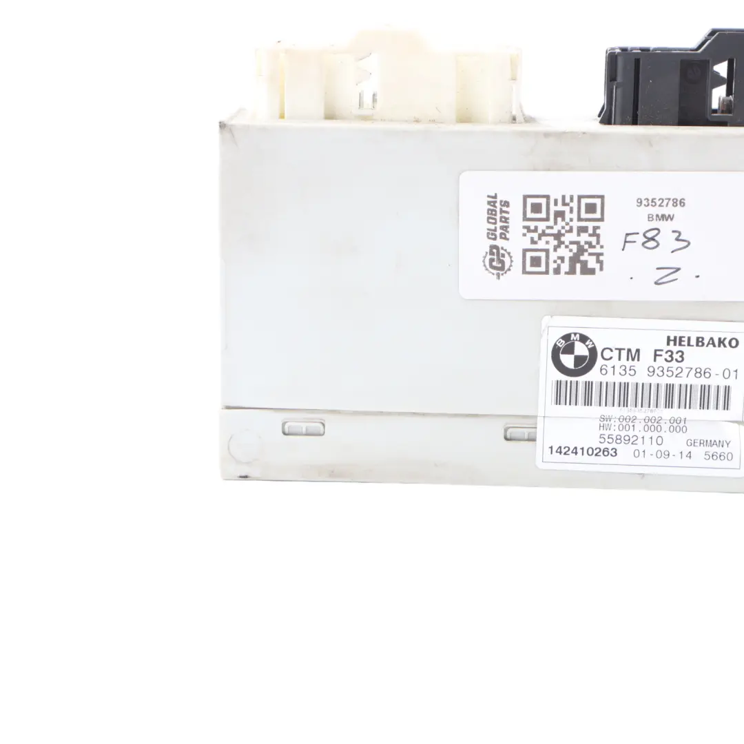 Tetto Apribile Modulo ECU Unità Di Controllo CTM per BMW F33 F83 M4 Cabrio con numero di parte 9352786 BMW F33 F83 M4 Cabrio Tetto Apribile Modulo ECU Unità Di Controllo CTM - SKU 9352786 - Numero di parte 9352786
